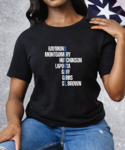 Raymond Montgomery Hutchinson Laporta Goff Gibbs St Brown Detroit Tee Shirt