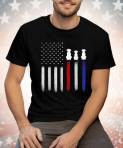 American Flag with Dog Silhouettes Pet Lover 4th of July Tee Shirt