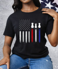 American Flag with Dog Silhouettes Pet Lover 4th of July Tee Shirt