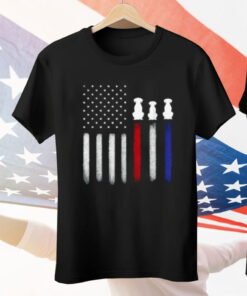 American Flag with Dog Silhouettes Pet Lover 4th of July Tee Shirt