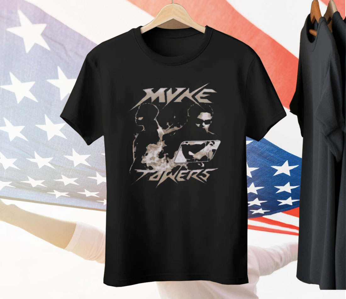 Myke Towers Fire Collage Tee Shirt