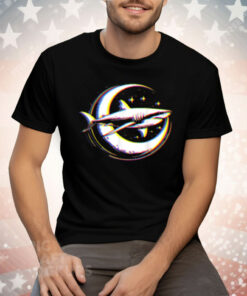 Cosmic Shark In Front Of The Moon Supernatural Visual Space Tee Shirt