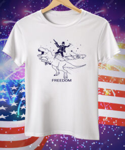 Patriotic Lincoln Riding Dinosaur USA Freedom Tee Shirt