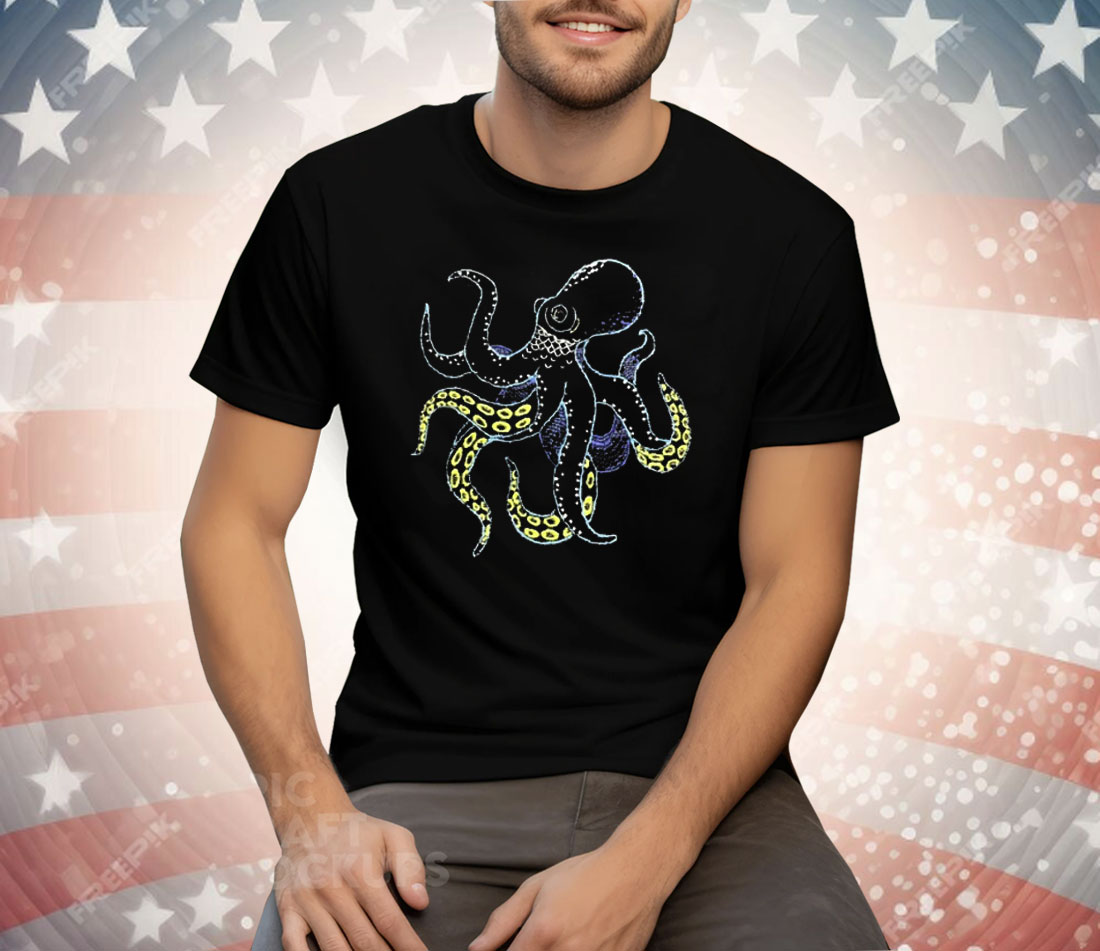 Octopus On Cotton Tee Shirt