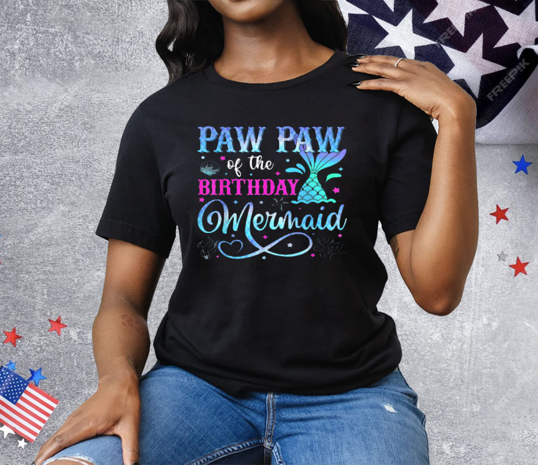 Paw Paw Of The Birthday Mermaid Tee Shirt