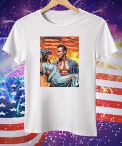 Statue Of Liberty Saved By Muscular Hero Tee Shirt